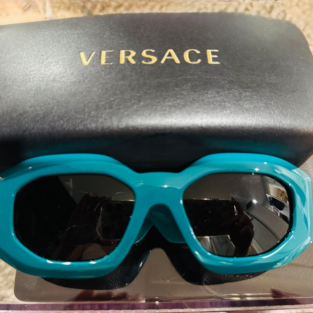Versace Turquoise Sunglasses with Black Lenses